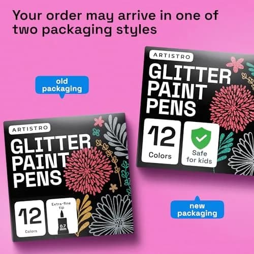 ARTISTRO Glitter Paint Pens for Glass Marking - Extra-Fine Tip | Vibrant, Water-Resistant Glitter Ink thumbnail 7
