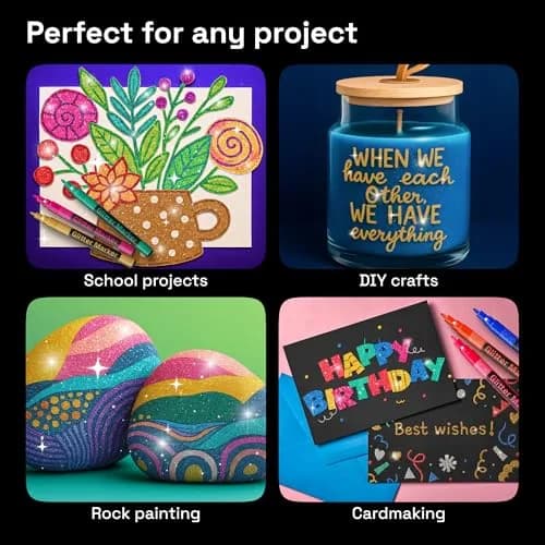 ARTISTRO Glitter Paint Pens for Glass Marking - Extra-Fine Tip | Vibrant, Water-Resistant Glitter Ink thumbnail 3