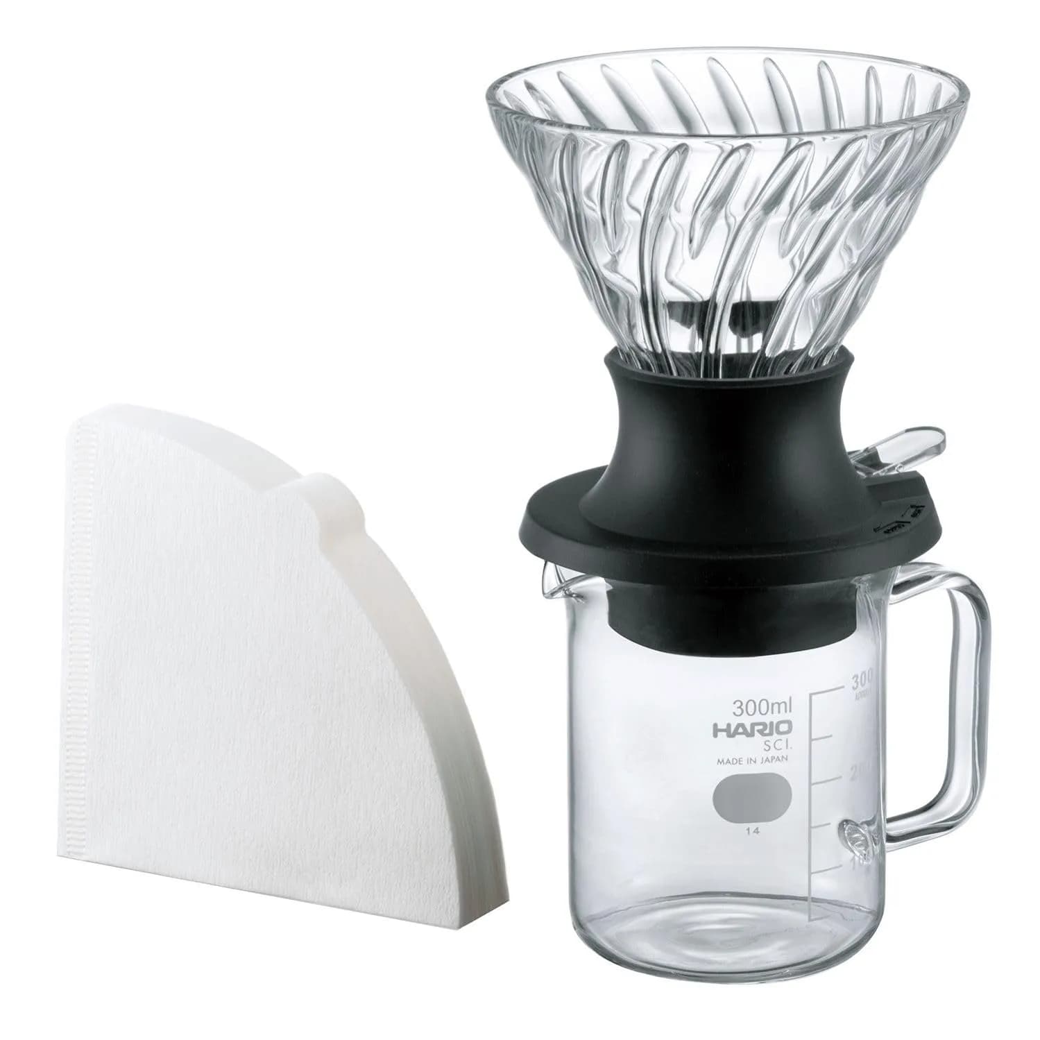 HARIO "Switch" Immersion Dripper Set Size 02 | Hybrid Pour-Over & Immersion Coffee Brewer with 40 Filters & Glass Server — Clear