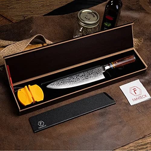 Fanteck Chef Knife 8 Inch | Japanese Damascus VG10 Steel | Pakkawood Handle thumbnail 8