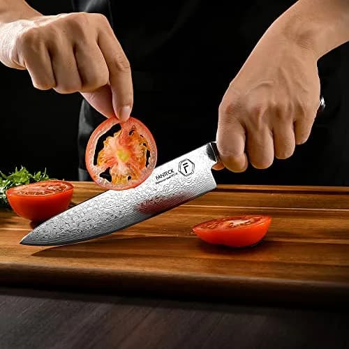 Fanteck Chef Knife 8 Inch | Japanese Damascus VG10 Steel | Pakkawood Handle thumbnail 3