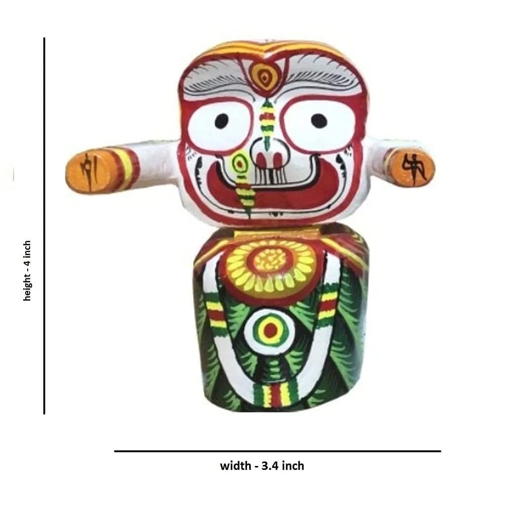 NEALEXKLUSIVE Wooden Lord Jagannath, Balaram & Subhadra Idol Set | 10.16 cm (4 Inch) Multicolor - view 5
