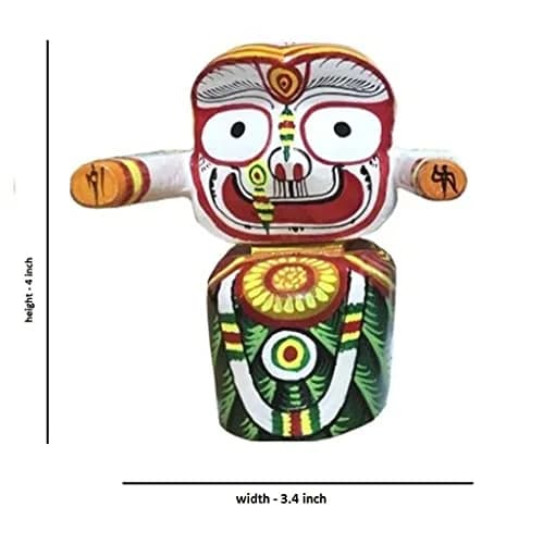 NEALEXKLUSIVE Wooden Lord Jagannath, Balaram & Subhadra Idol Set | 10.16 cm (4 Inch) Multicolor thumbnail 5