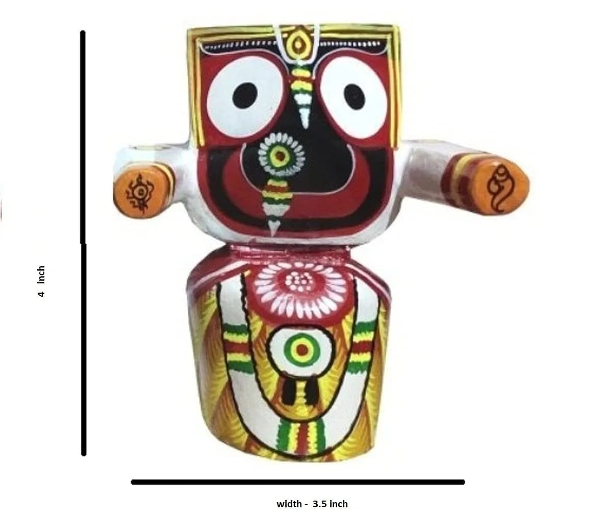 NEALEXKLUSIVE Wooden Lord Jagannath, Balaram & Subhadra Idol Set | 10.16 cm (4 Inch) Multicolor - view 4