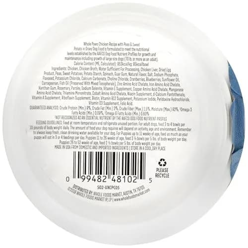 Whole Paws Wet Dog Food Chicken Recipe with Peas & Sweet Potatoes 3.5 Oz | Grain-Free Adult Nutrition thumbnail 2