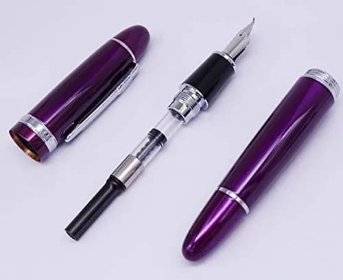 Lanxivi Fountain Pen, Fude Bent Nib, Purple Lacquer Silver Trim, 1 Count | Calligraphy & Art thumbnail 6