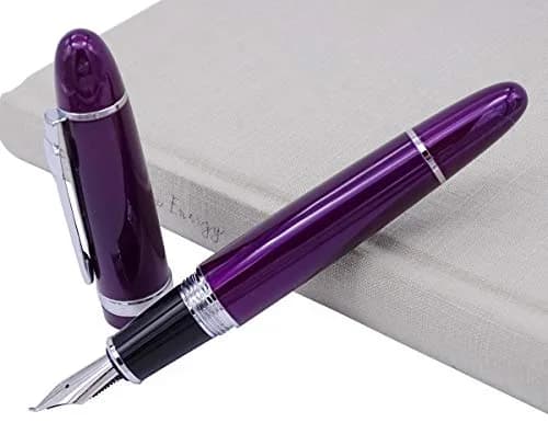 Lanxivi Fountain Pen, Fude Bent Nib, Purple Lacquer Silver Trim, 1 Count | Calligraphy & Art thumbnail 7
