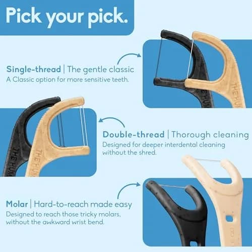 The Humble Co. Dental Floss Picks, Double Thread, Charcoal (200 Count) | Eco-Friendly, Vegan Oral Care thumbnail 6