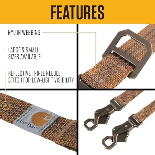 Carhartt Large Black Nylon Webbing Dog Leash 1.83 m (6') | Reflective Stitching for Visibility thumbnail 2