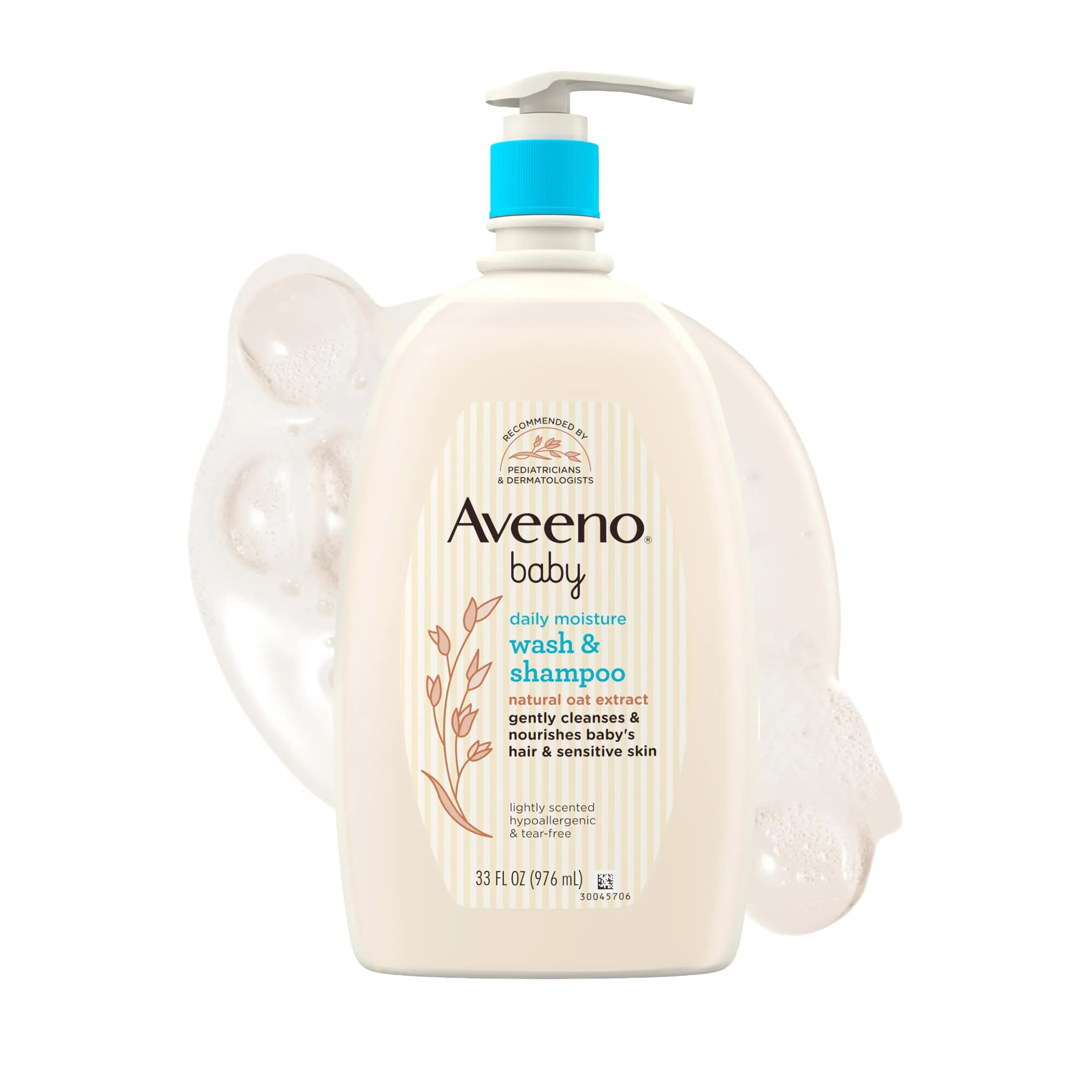 Aveeno Baby Daily Moisture Gentle Wash & Shampoo 33 Fl Oz (976 ml) | Tear-Free & Hypoallergenic for Sensitive Skin - main product image