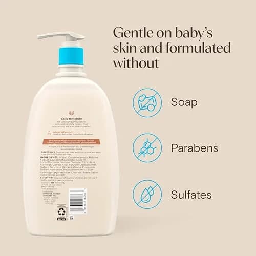 Aveeno Baby Daily Moisture Gentle Wash & Shampoo 33 Fl Oz (976 ml) | Tear-Free & Hypoallergenic for Sensitive Skin thumbnail 9
