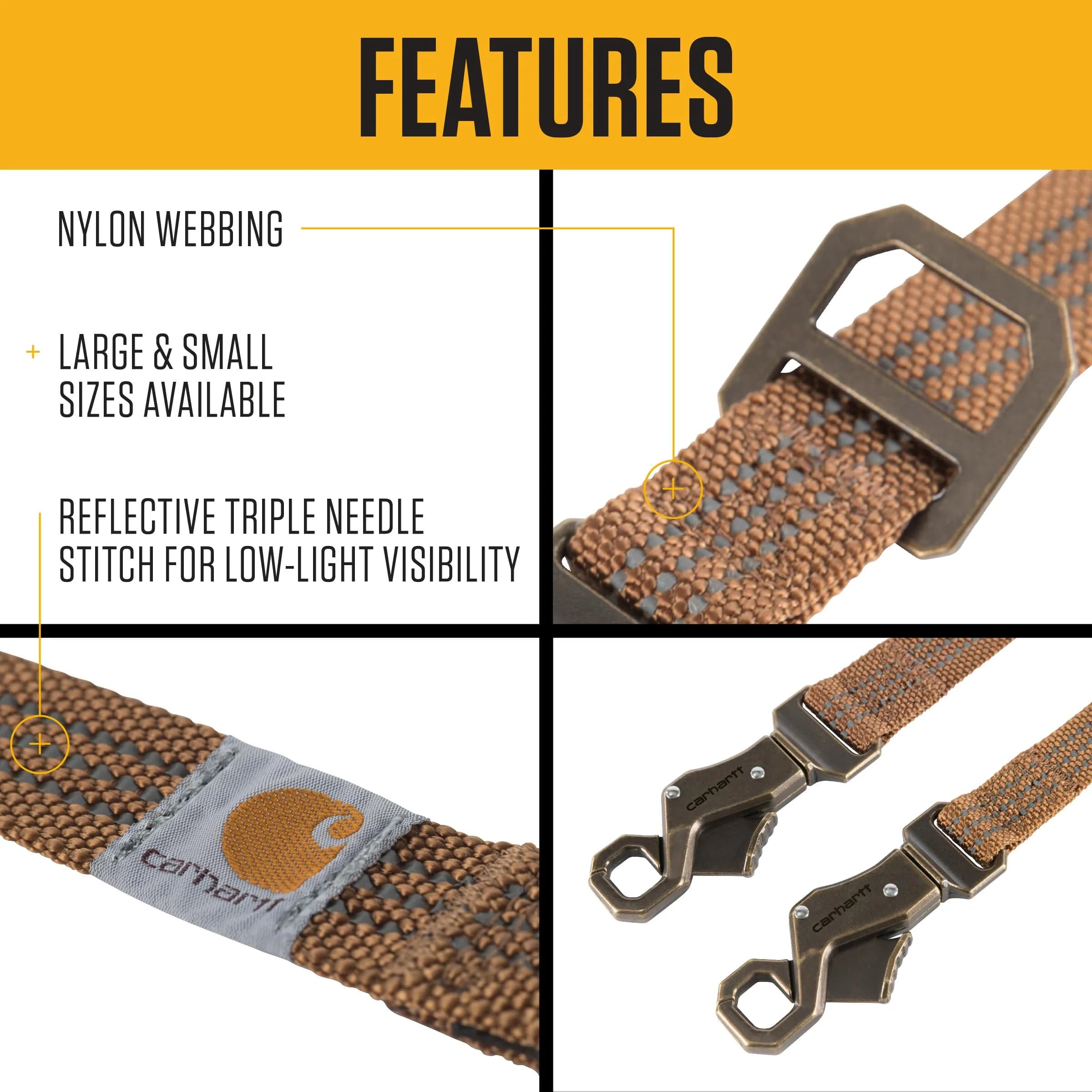 Carhartt Durable Nylon Webbing Dog Leash 1.83 m (6') | Reflective Stitching for Visibility - view 2