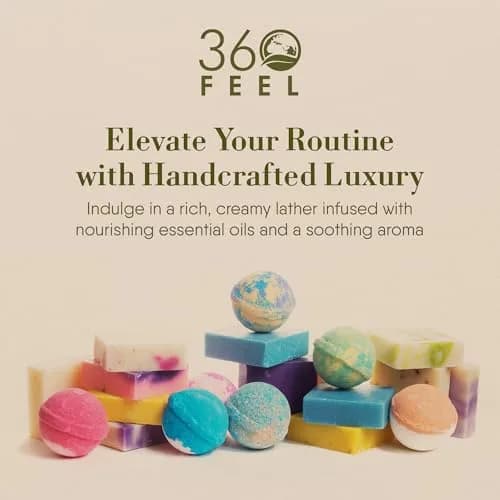 360Feel Floral Handmade Soap Bar 5oz | Exfoliating with Rose Petals & Essential Oils for Sensitive Skin thumbnail 7