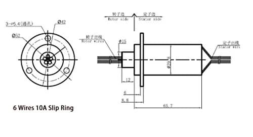 Taidacent 6 Wire 10A Slip Ring Rotary Electrical Contact Connector | Continuous 360° Rotation thumbnail 2