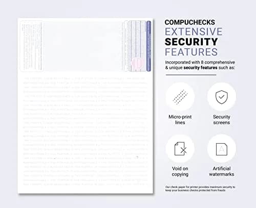 Compuchecks 100 Blank Check Stock Grey/Red Art Deco | High Security, 8.5 x 11 inches, 70# Paper (100 check sheets) thumbnail 2