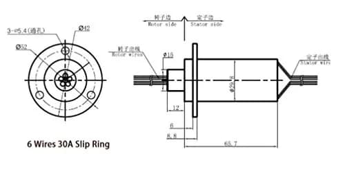 Taidacent 6 Wire 30A Slip Ring Collector Rotary Electrical Contact Joint Connector | Continuous Rotation for Motors thumbnail 2