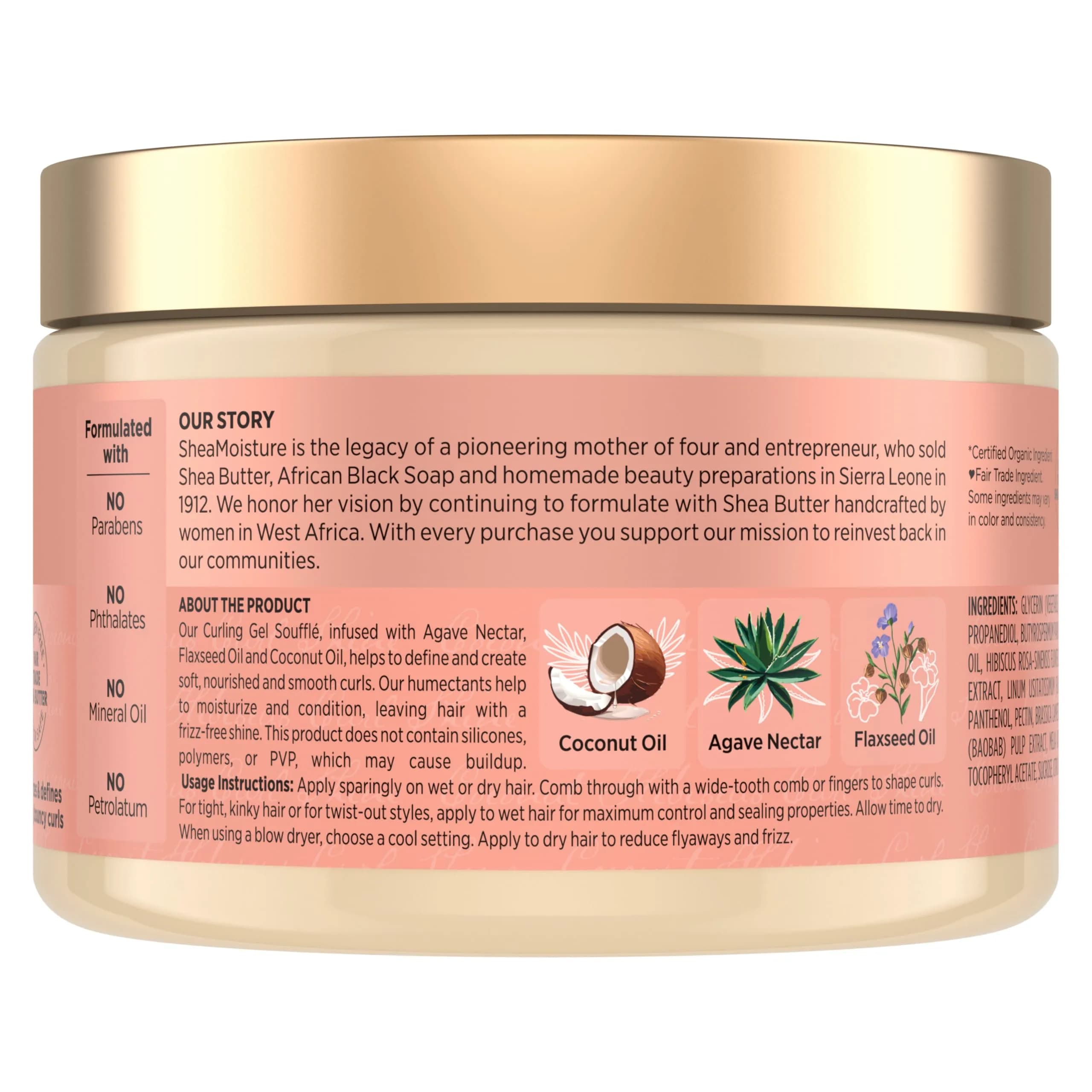 Shea Moisture Coconut & Hibiscus Curling Gel Soufflé 355ml (12 fl oz) | Defines Curls, Controls Frizz - view 2