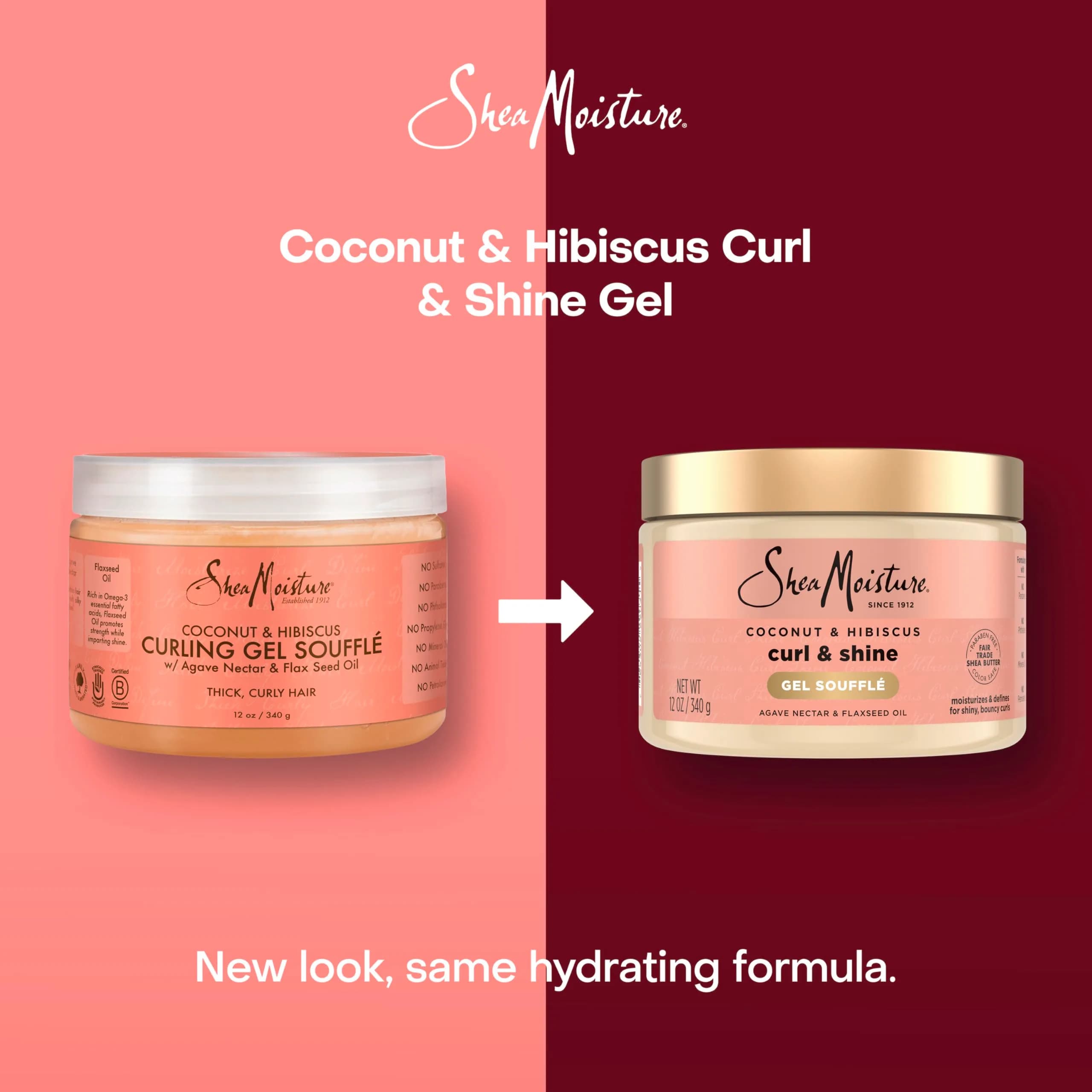 Shea Moisture Coconut & Hibiscus Curling Gel Soufflé 355ml (12 fl oz) | Defines Curls, Controls Frizz - view 3