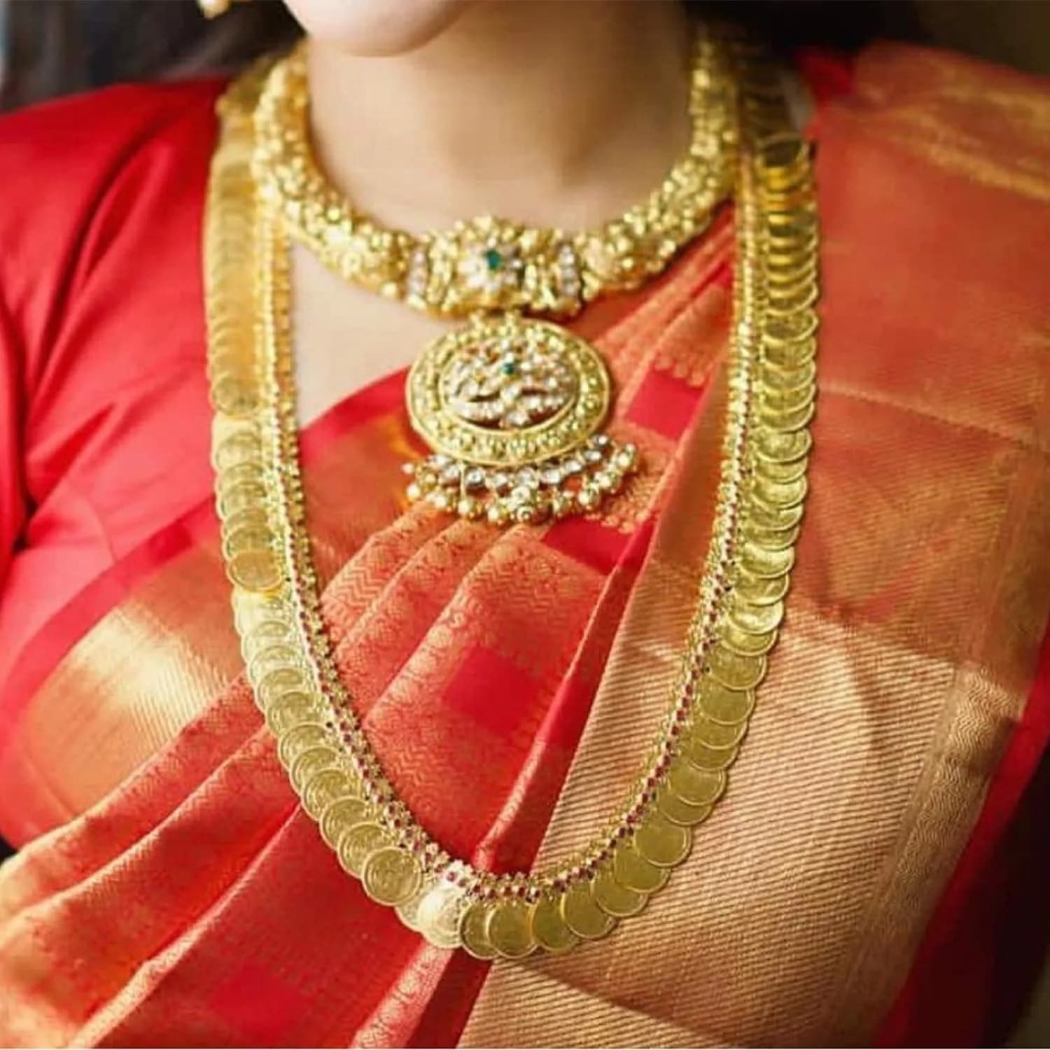 VAMA Fashions Traditional Lakshmi Necklace Set Temple Coin Jewellery for Women | Gold Plated 24 inches (61 cm) - view 5