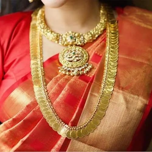 VAMA Fashions Traditional Lakshmi Necklace Set Temple Coin Jewellery for Women | Gold Plated 24 inches (61 cm) thumbnail 5