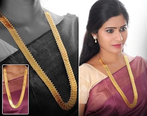 VAMA Fashions Traditional Lakshmi Necklace Set Temple Coin Jewellery for Women | Gold Plated 24 inches (61 cm) thumbnail 2