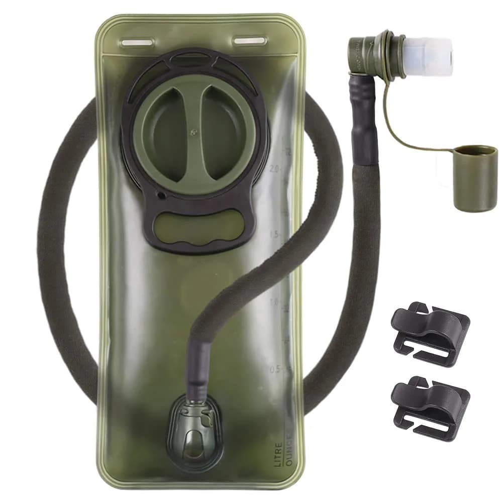 LANNEY 2L Hydration Bladder with Insulated Tube | Military Green Water Storage Bag for Hiking Backpacks - main product image