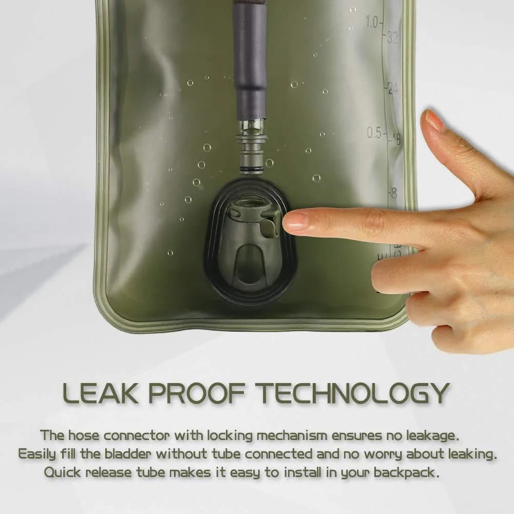 LANNEY 2L Hydration Bladder with Insulated Tube | Military Green Water Storage Bag for Hiking Backpacks - view 3