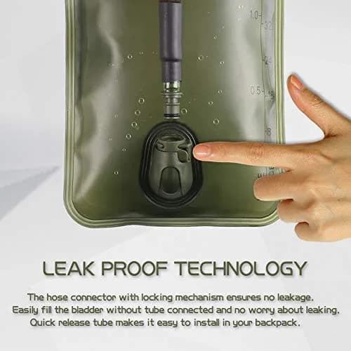 LANNEY 2L Hydration Bladder with Insulated Tube | Military Green Water Storage Bag for Hiking Backpacks thumbnail 3