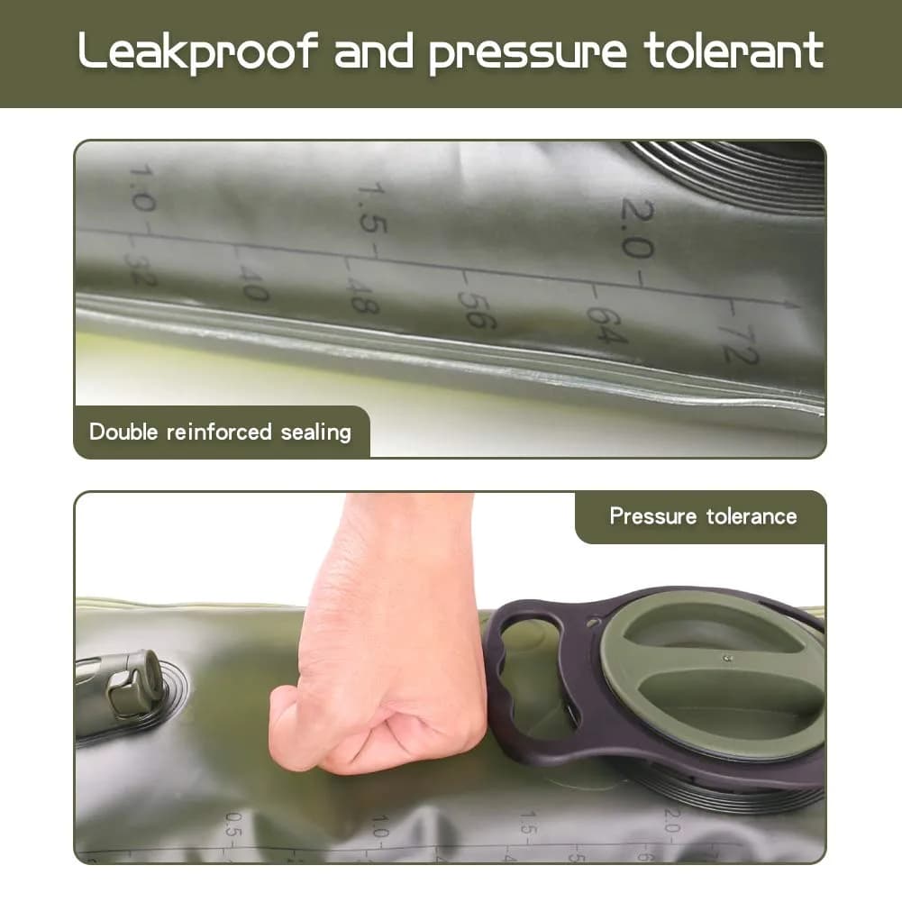 LANNEY 2L Hydration Bladder with Insulated Tube | Military Green Water Storage Bag for Hiking Backpacks - view 4