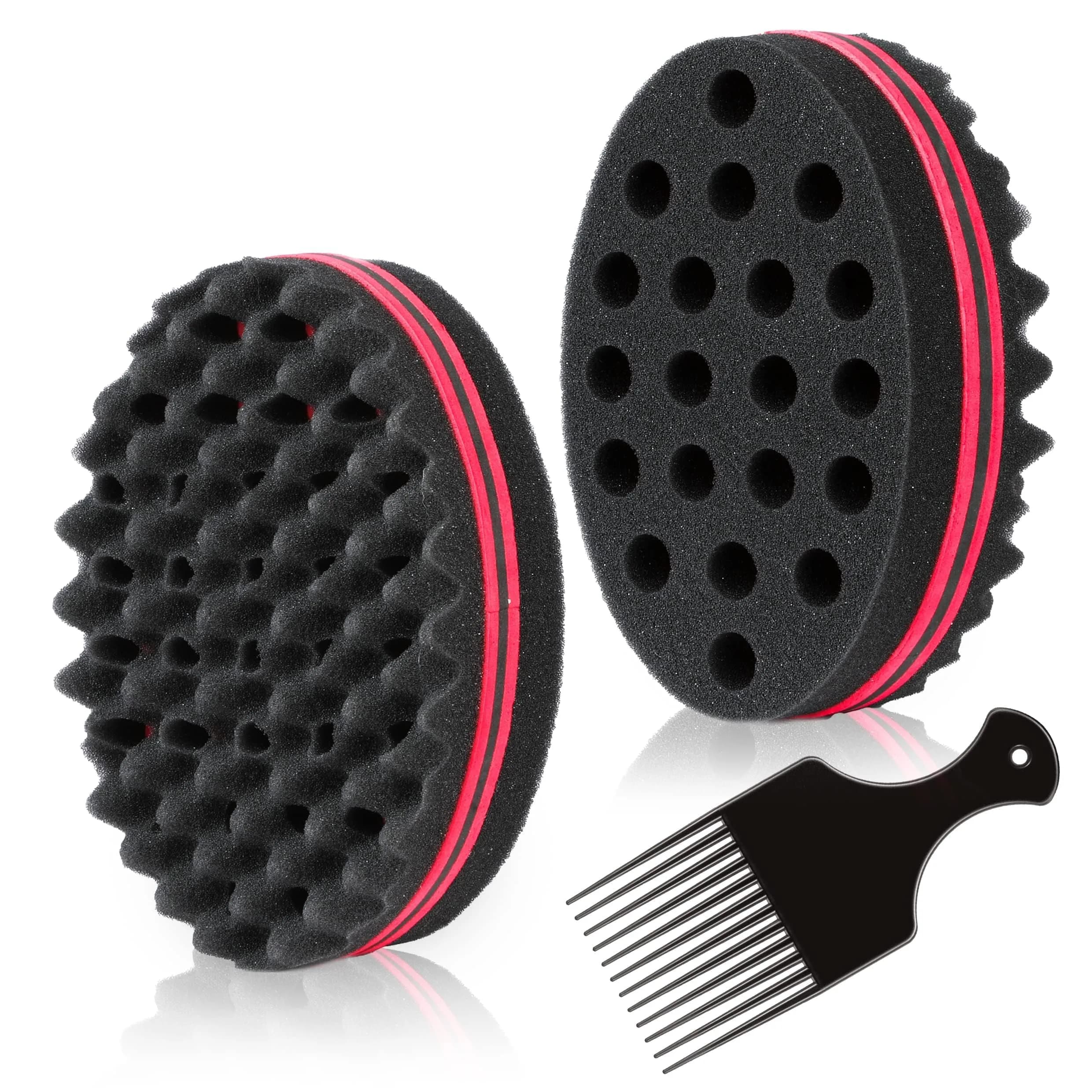 BE BIGEDDIE Magic Sponge Brush for Afro Curls 6.29 Inch | Twist Sponge with Pick Comb (2 PACK)