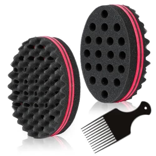 BE BIGEDDIE Magic Sponge Brush for Afro Curls 6.29 Inch | Twist Sponge with Pick Comb (2 PACK) thumbnail 1