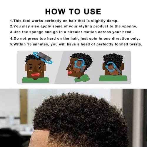 BE BIGEDDIE Magic Sponge Brush for Afro Curls 6.29 Inch | Twist Sponge with Pick Comb (2 PACK) thumbnail 5