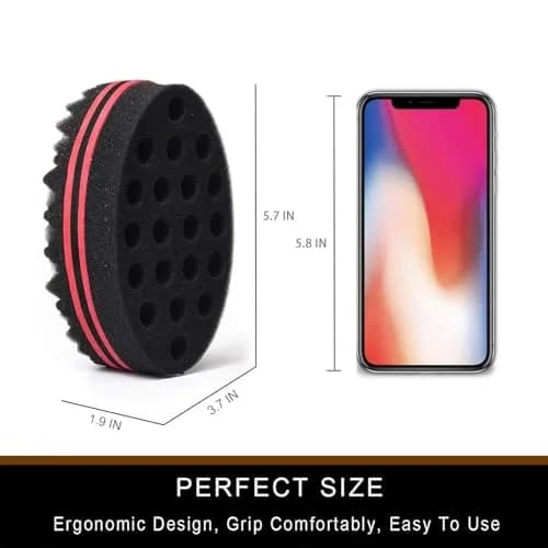 BE BIGEDDIE Magic Sponge Brush for Afro Curls 6.29 Inch | Twist Sponge with Pick Comb (2 PACK) thumbnail 3