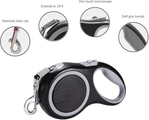EC.TEAK Retractable Dog Leash 26 ft | Heavy Duty Nylon & TPE Handle for Medium & Large Dogs thumbnail 2
