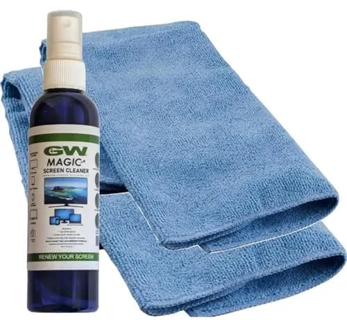 GW Deluxe Magic Screen Cleaner Kit for Ultra HD 4k HDR OLED TV, Laptop and Tablet Screens with 2 Premium Microfiber Cloths and Larger Spray Bottle | Safe, Effective & Large-Size thumbnail 1