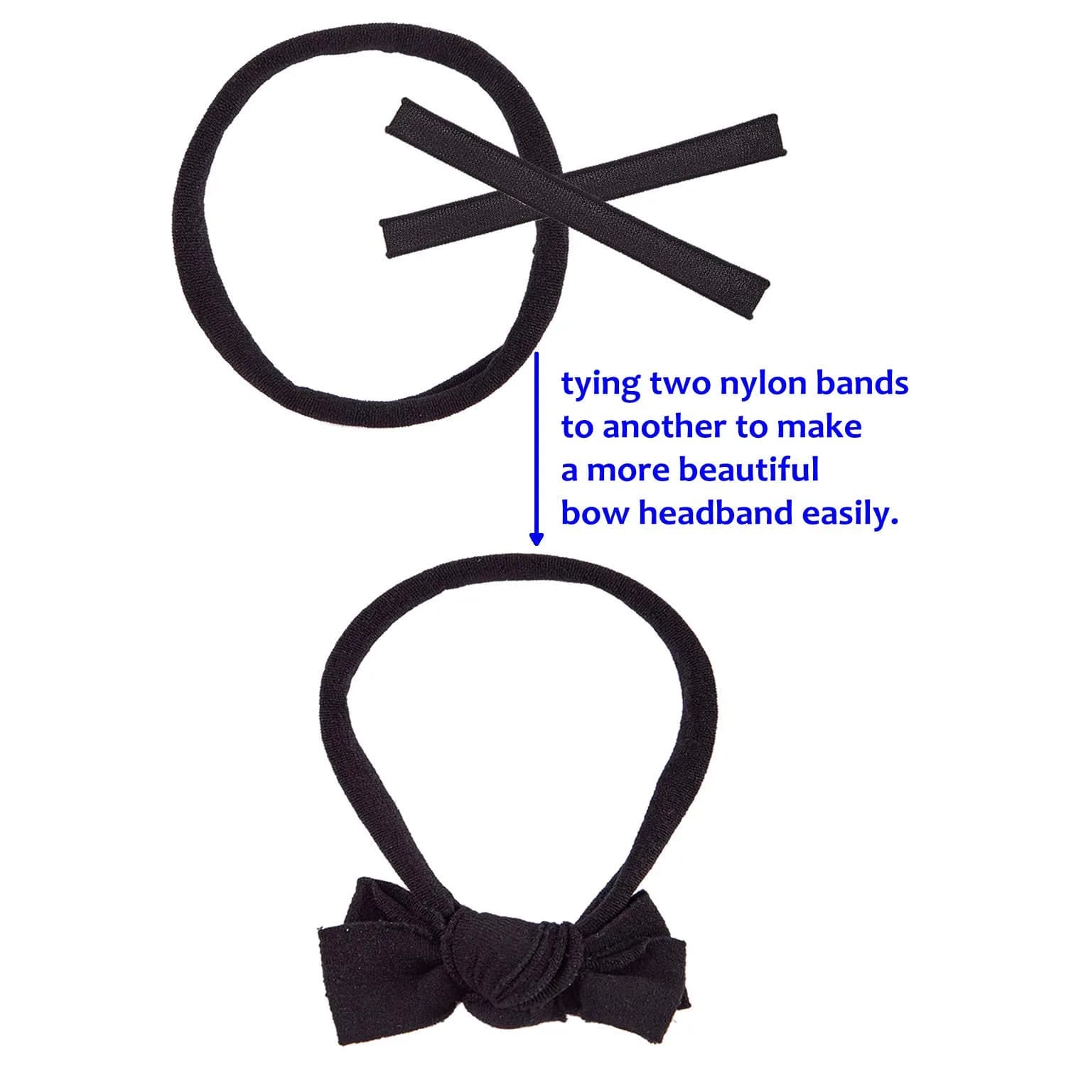inSowni 50 Pack Super Soft Stretchy DIY Solid Nylon Headbands Baby Hair Bands One Size Fits All (Black) - view 6