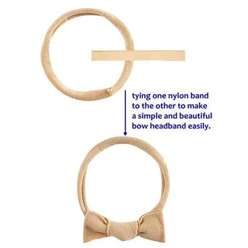 inSowni 50 Pack Super Soft Stretchy DIY Solid Nylon Headbands Baby Hair Bands One Size Fits All (Khaki) thumbnail 5