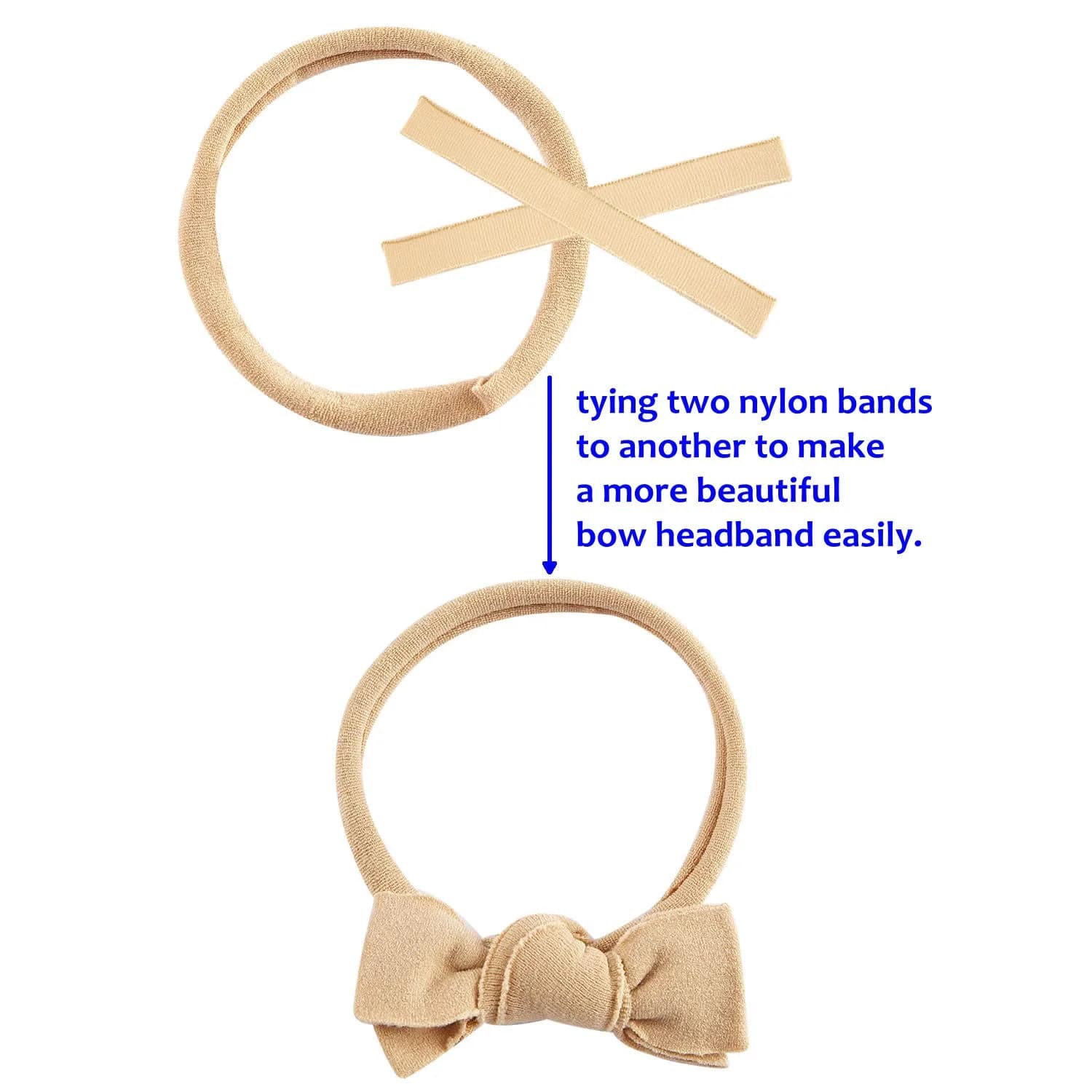 inSowni 50 Pack Super Soft Stretchy DIY Solid Nylon Headbands Baby Hair Bands One Size Fits All (Khaki) - view 6