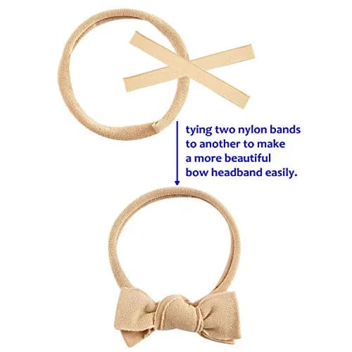 inSowni 50 Pack Super Soft Stretchy DIY Solid Nylon Headbands Baby Hair Bands One Size Fits All (Khaki) thumbnail 6