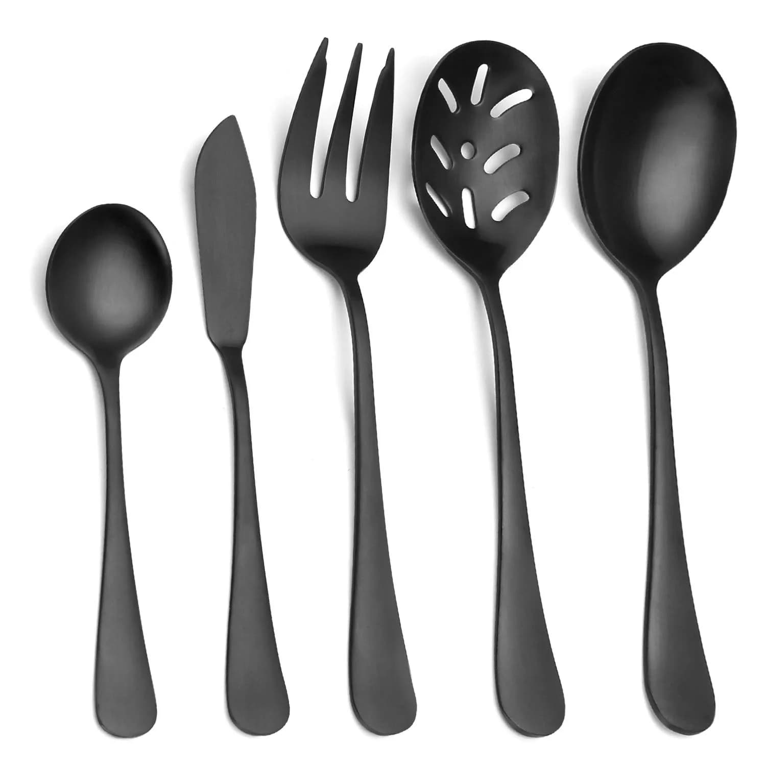Sharecook 5-Piece Matte Black Flatware Set | Durable Stainless Steel Dining Cutlery (18/0, Satin Finish)