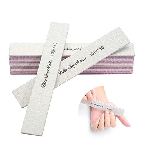 BlinkingNails 10Pcs Nail File 100/180 Grit Double-Sided Washable Nail File | Professional Manicure Tool thumbnail 1