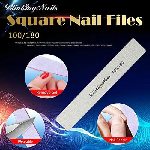 BlinkingNails 10Pcs Nail File 100/180 Grit Double-Sided Washable Nail File | Professional Manicure Tool thumbnail 2