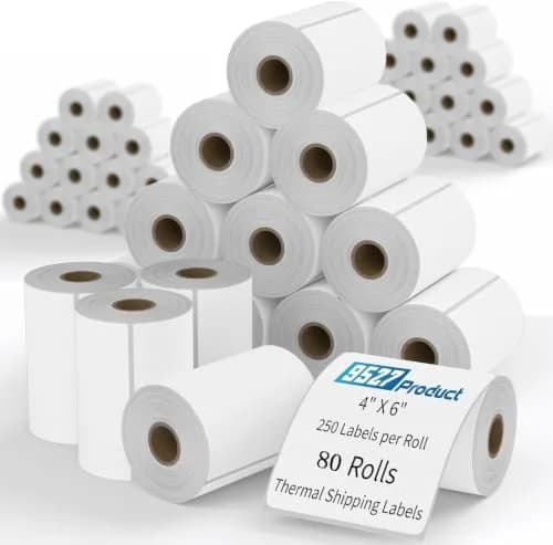9527 Product 4x6 Direct Thermal Shipping Labels, 20000 Labels (80 Rolls) | Compatible with Zebra Printers thumbnail 1