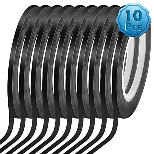cridoz 10 Rolls 1/8 inch (3.17 mm) x 108 ft Black Pinstripe Tape | Grid Marking Tape for Whiteboards & Crafts thumbnail 1