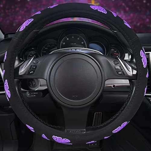 Car Pass Purple Butterfly Steering Wheel Cover 14.5"-15.5" | Superior Grip & Safety for Cars thumbnail 5