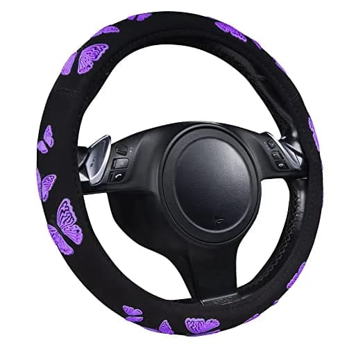 Car Pass Purple Butterfly Steering Wheel Cover 14.5"-15.5" | Superior Grip & Safety for Cars thumbnail 8