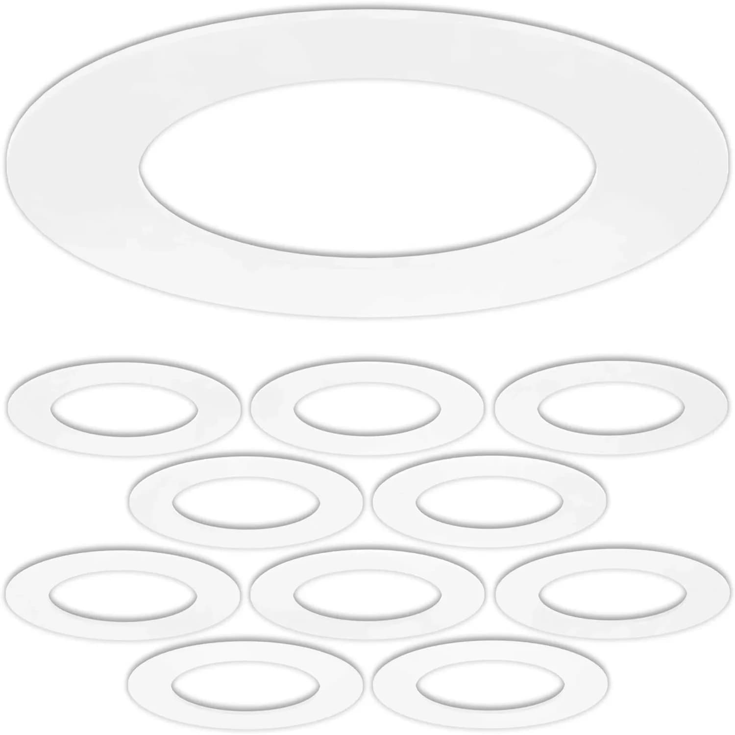 HARRRRD Gloss White Goof Trim Ring for 4" Recessed Cans, 10 Pack | Covers 6.7" Outer Diameter Holes - main product image
