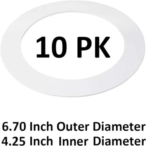 HARRRRD Gloss White Goof Trim Ring for 4" Recessed Cans, 10 Pack | Covers 6.7" Outer Diameter Holes thumbnail 2