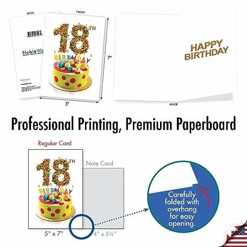 The Best Card Company 18th Happy Birthday Greeting Card 12.95 cm x 17.15 cm | Milestone Birthday Celebration thumbnail 4