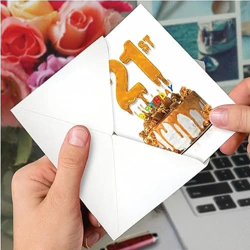 The Best Card Company 21st Happy Birthday Card with Envelope | Milestone Bday Cake, 21 Years Old, Congrats Notecard (1 Card, 5x7 Inch) thumbnail 6